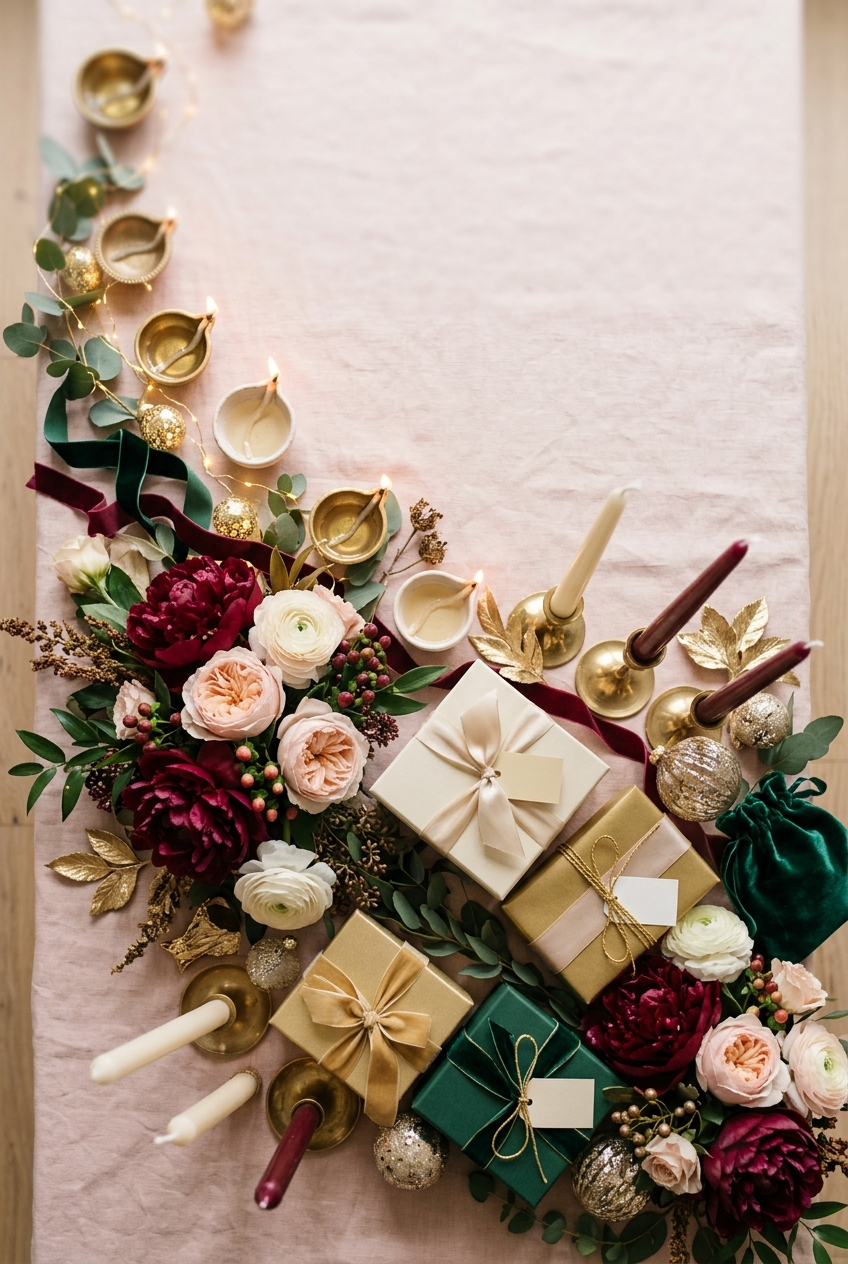 Folded natural cotton and linen goods on a plaster ledge